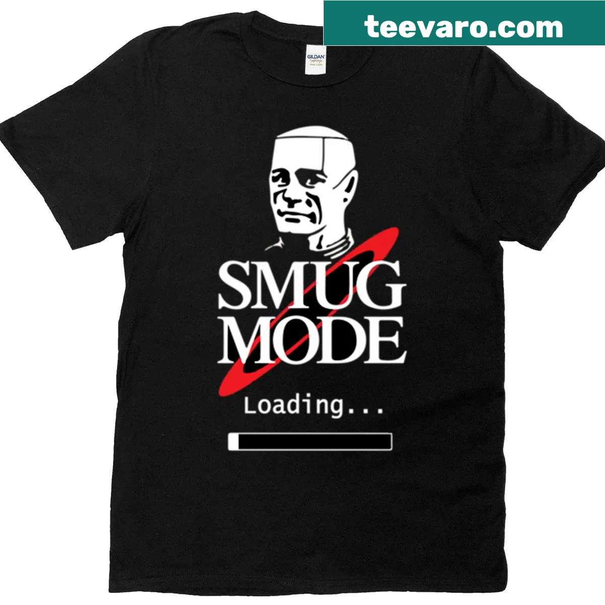 T-shirt with the phrase 'Smug Mode Smeg Head' inspired by Red Dwarf — on a men's t-shirt