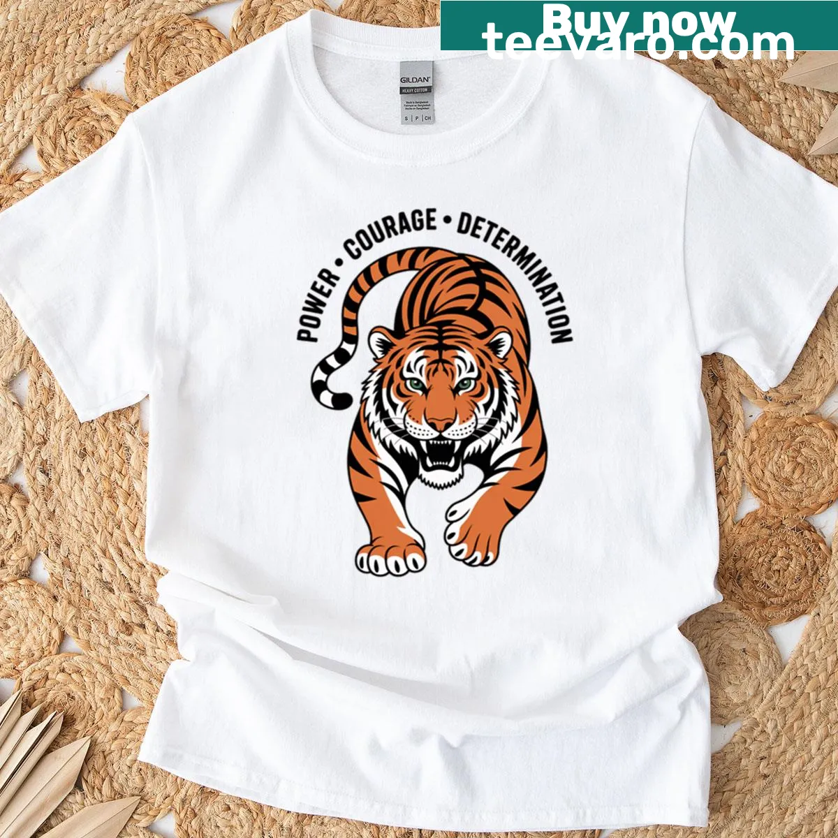 T-shirt featuring a graphic of a tiger as a spirit animal — on a men's t-shirt