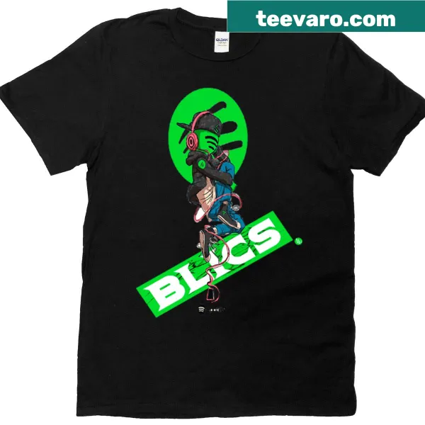 T-shirt featuring a graphic inspired by Spotify and music streaming