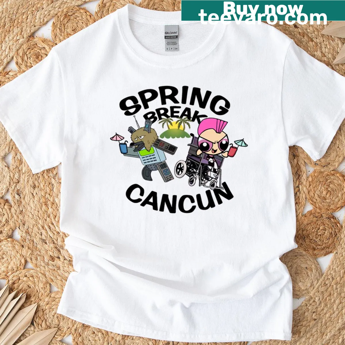 Spring Break Cancun T-shirt with a playful vacation-themed design — on a men's t-shirt
