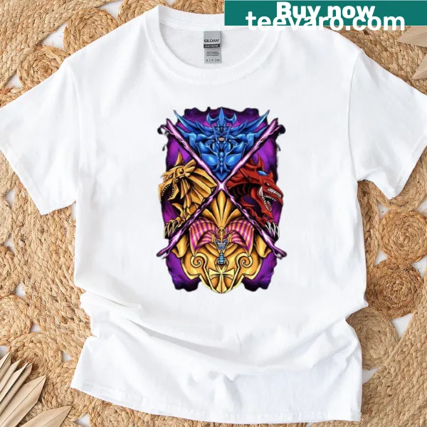 Illustration of Egyptian gods on a mythological T-shirt