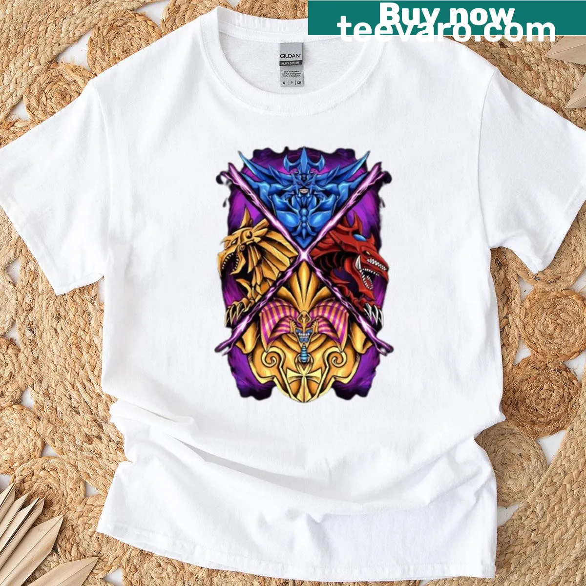 Illustration of Egyptian gods on a mythological T-shirt — on a men's t-shirt