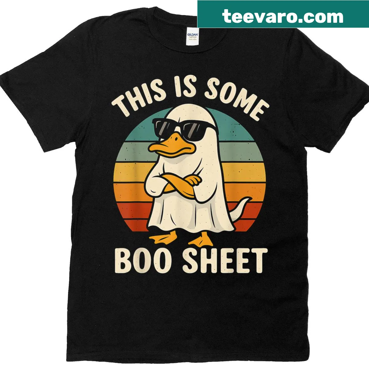Fun ghost spooky duck Halloween costume T-shirt for kids — on a men's t-shirt