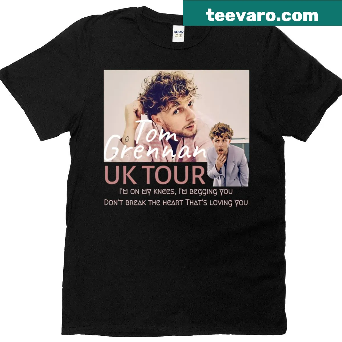 T-shirt celebrating Tom Grennan's UK music tour concert for fans. — on a men's t-shirt