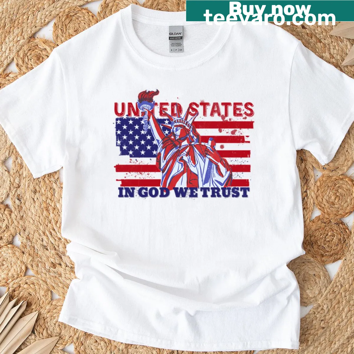 Vintage patriotic shirt with the phrase 'In God We Trust' — on a men's t-shirt