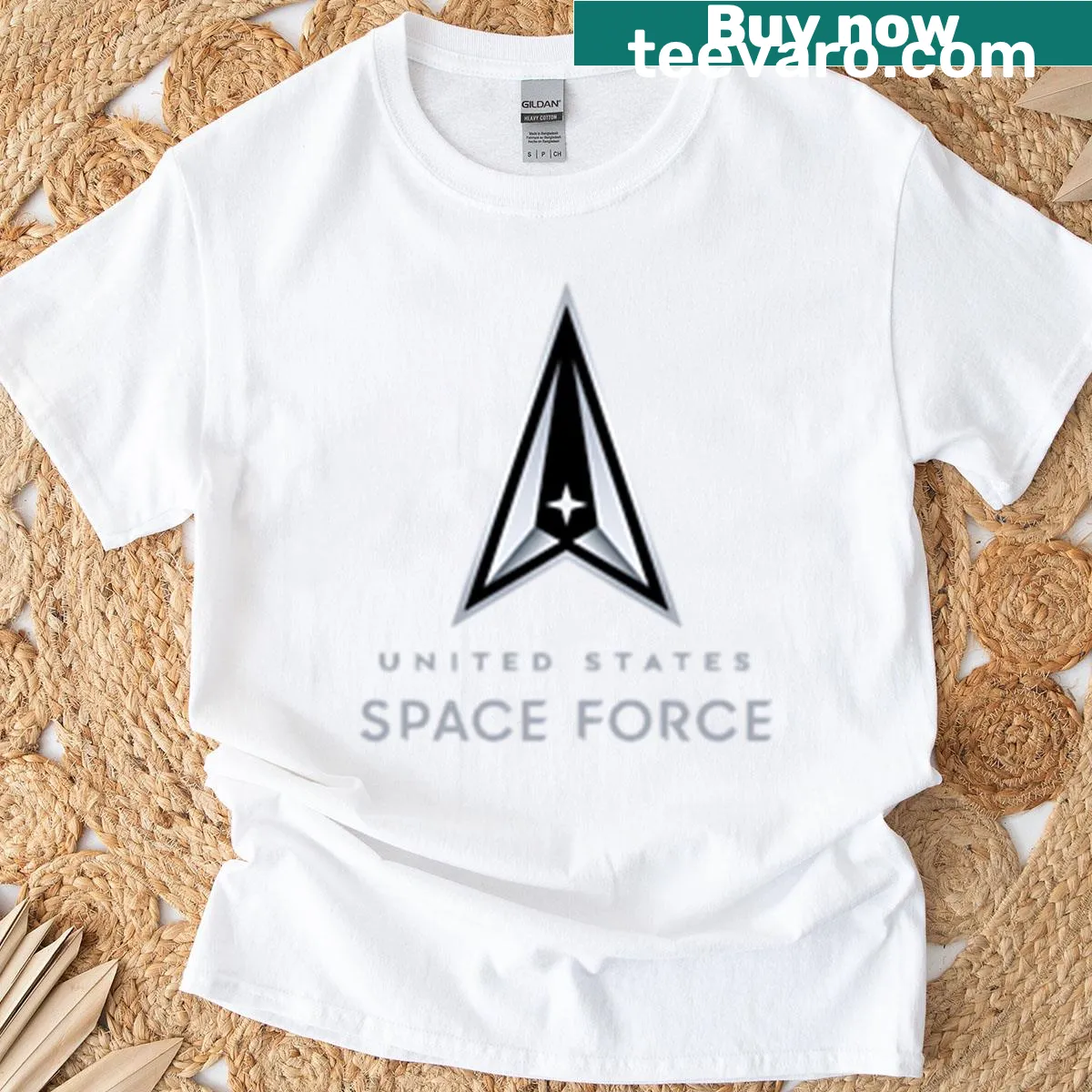 Official United States Space Force logo on a T-shirt — on a men's t-shirt