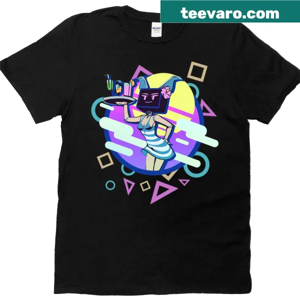 Abstract typography design in vaporwave style on a T-shirt