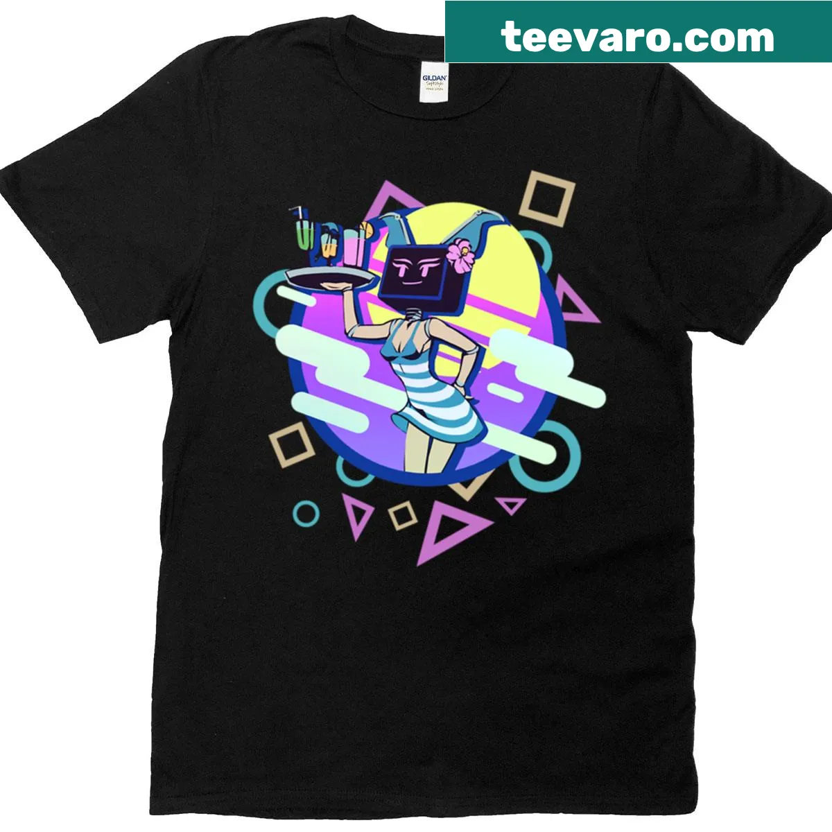 Abstract typography design in vaporwave style on a T-shirt — on a men's t-shirt