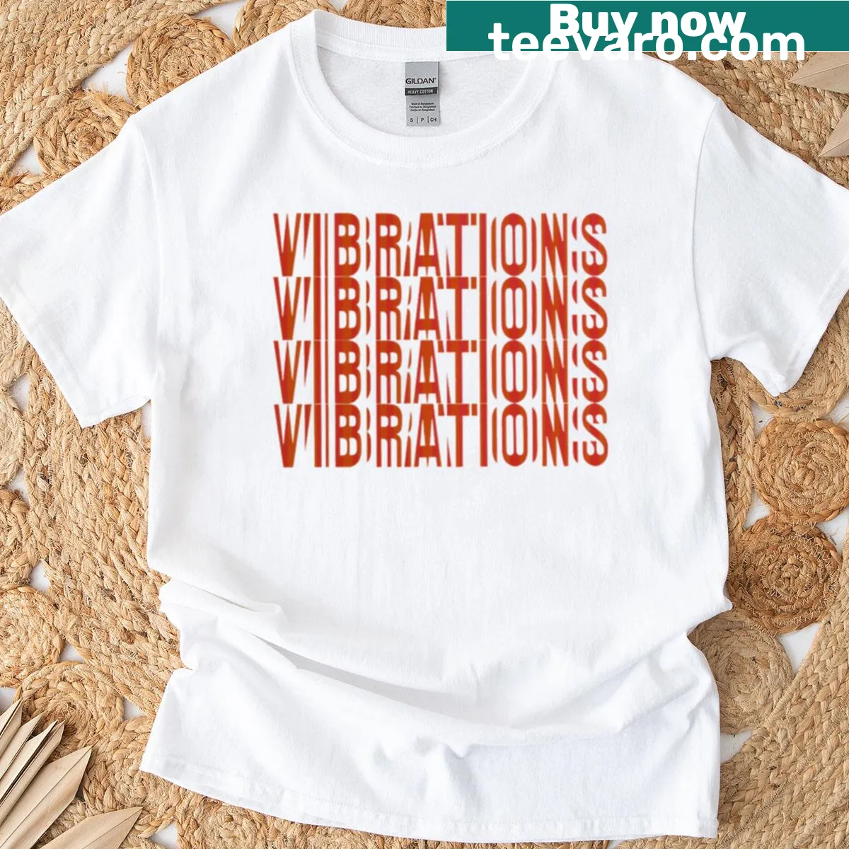 Minimalist t-shirt with 'Vintage Vibrations' typography in a relaxed style — on a men's t-shirt