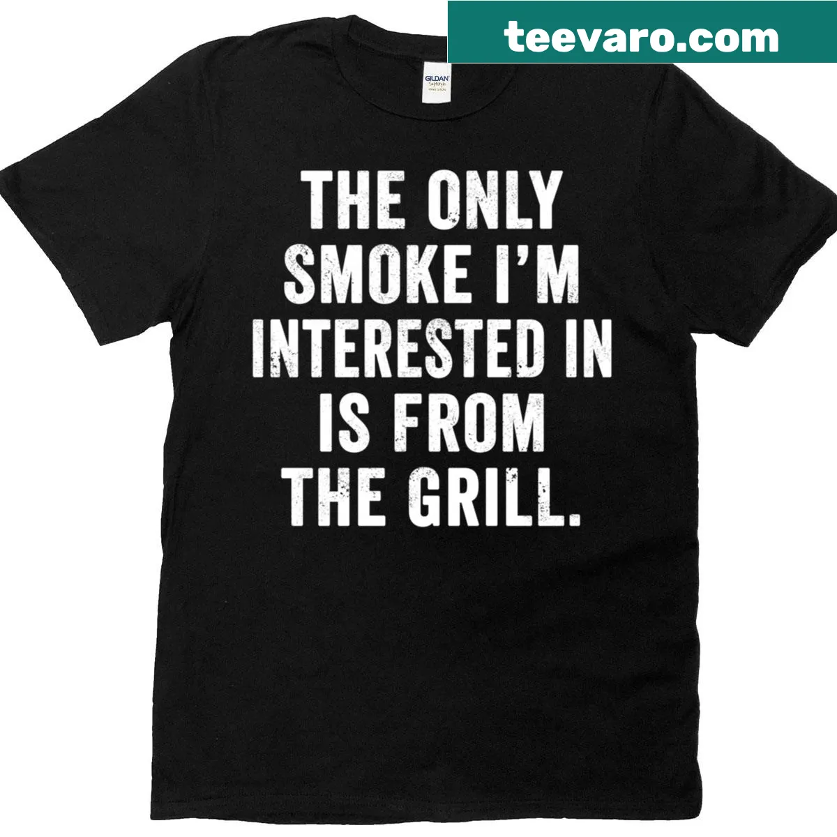 Funny grilling t-shirt stating 'Only Smoke I'm Interested' — on a men's t-shirt