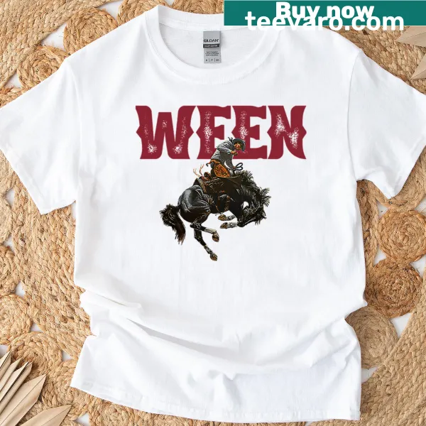 Cartoon cowboy design inspired by the band Ween on T-shirt