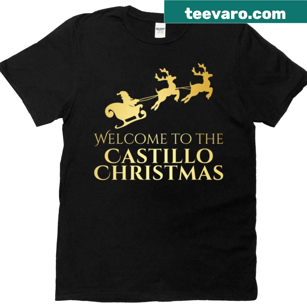 Family name Christmas t-shirt for Castillo family gatherings — on a men's t-shirt