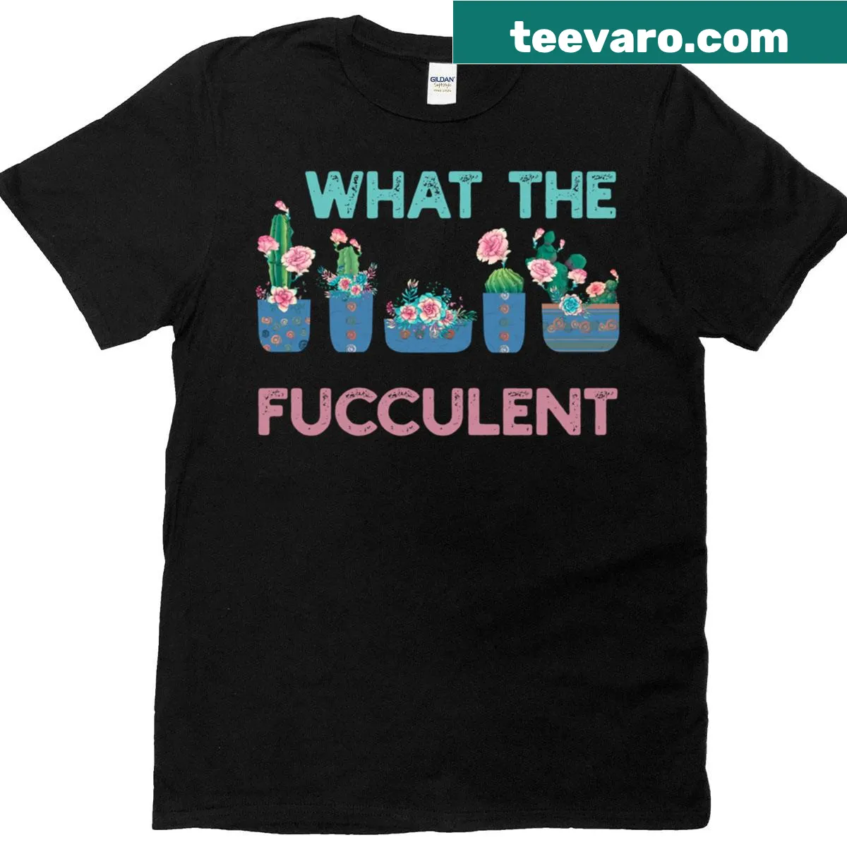 Playful shirt featuring quirky text and succulent graphics for gardening fans — on a men's t-shirt