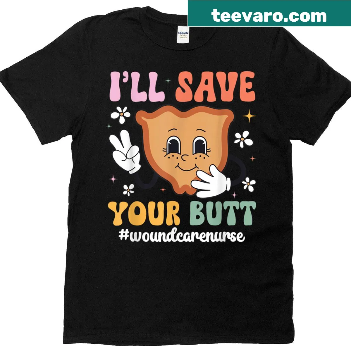 Vintage-style wound care nurse shirt — on a men's t-shirt