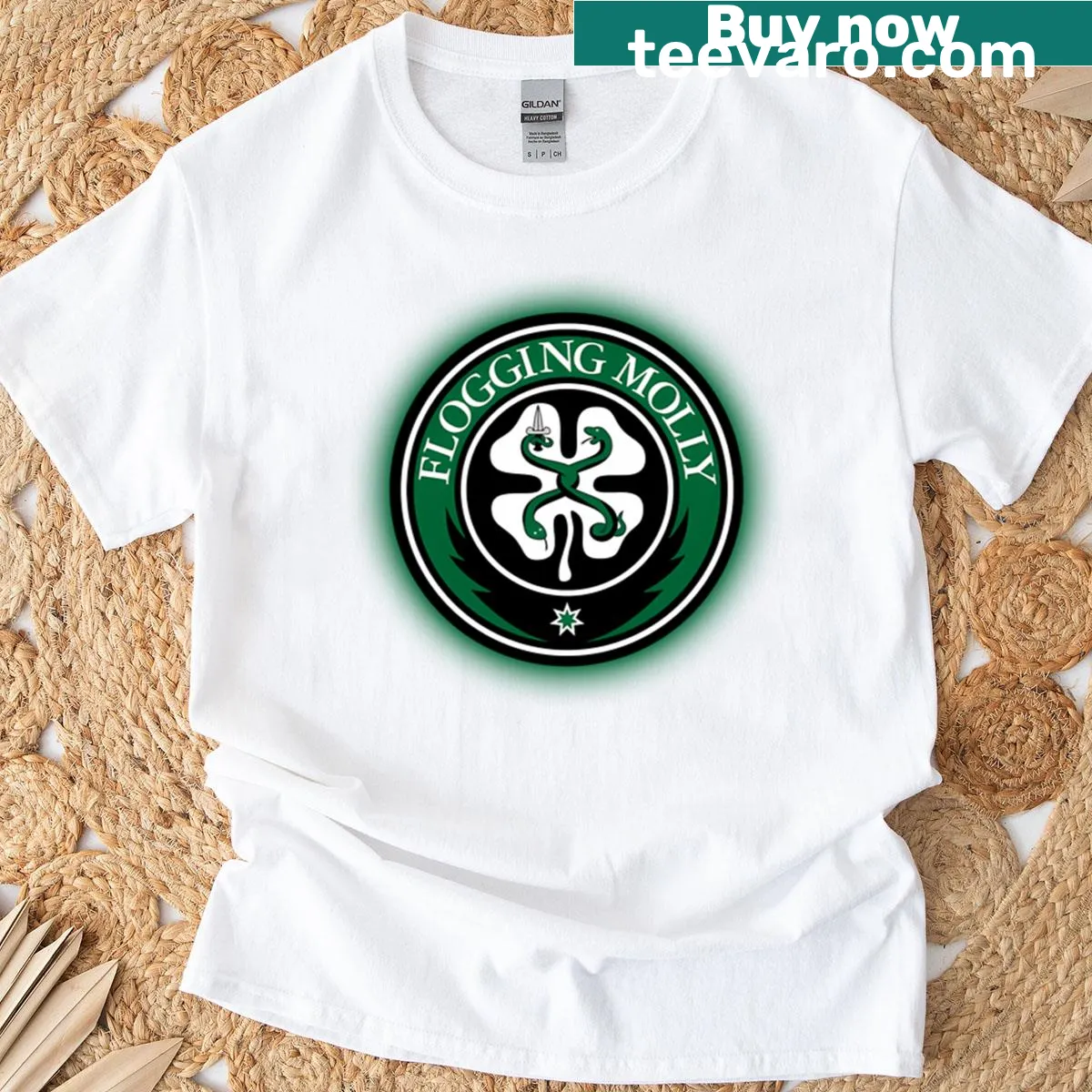 1 Molly Celtic punk band T-shirt with Celtic knot and punk design — on a men's t-shirt