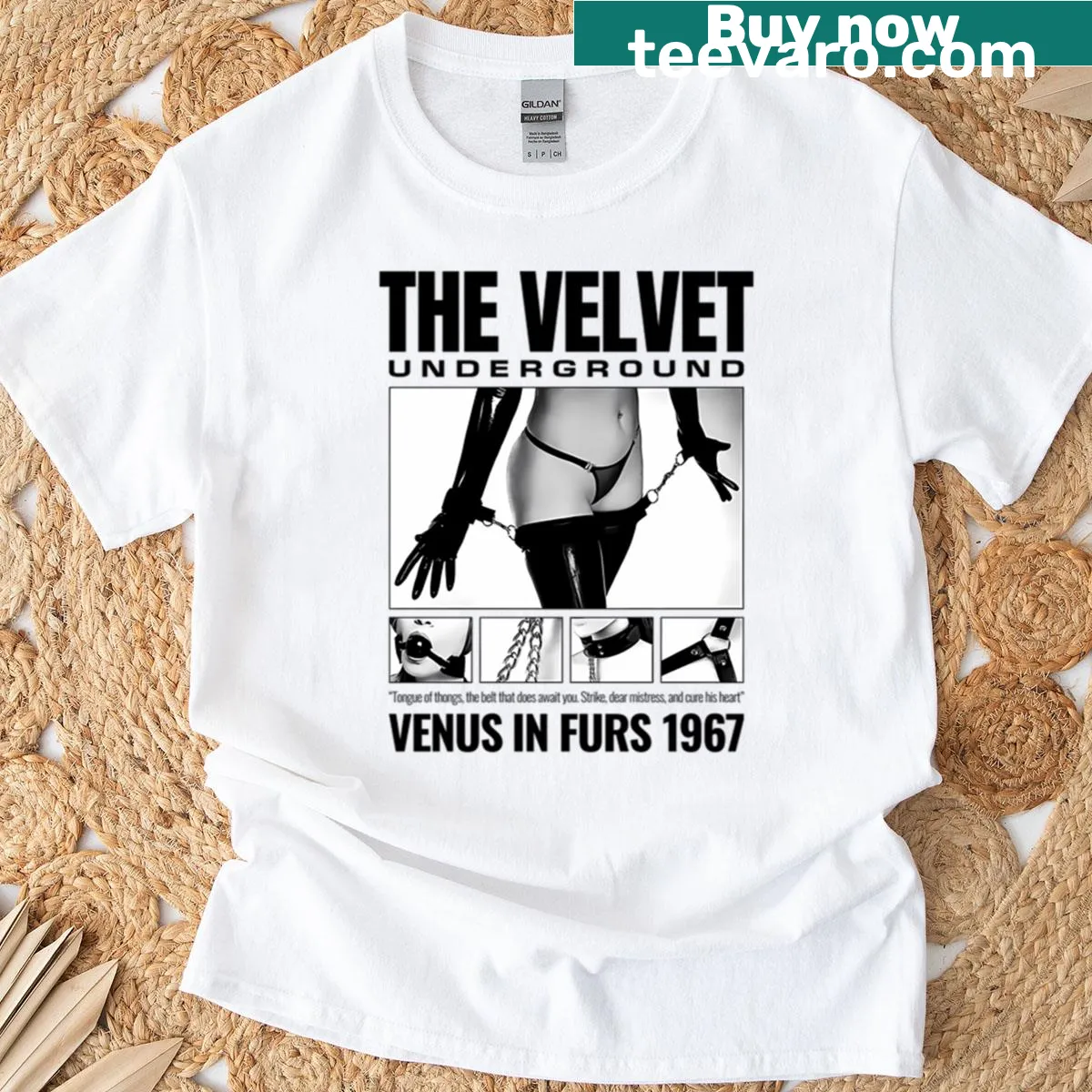 Illustration of Venus in a vintage style representing the Velvet Underground — on a men's t-shirt