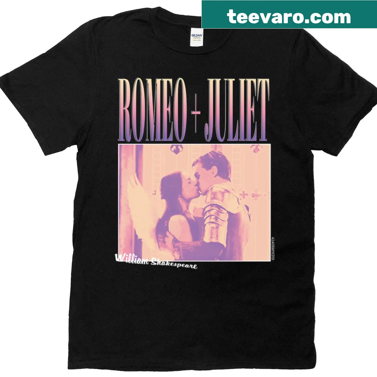 Typography T-shirt inspired by the 90s movie Romeo and Juliet — on a men's t-shirt