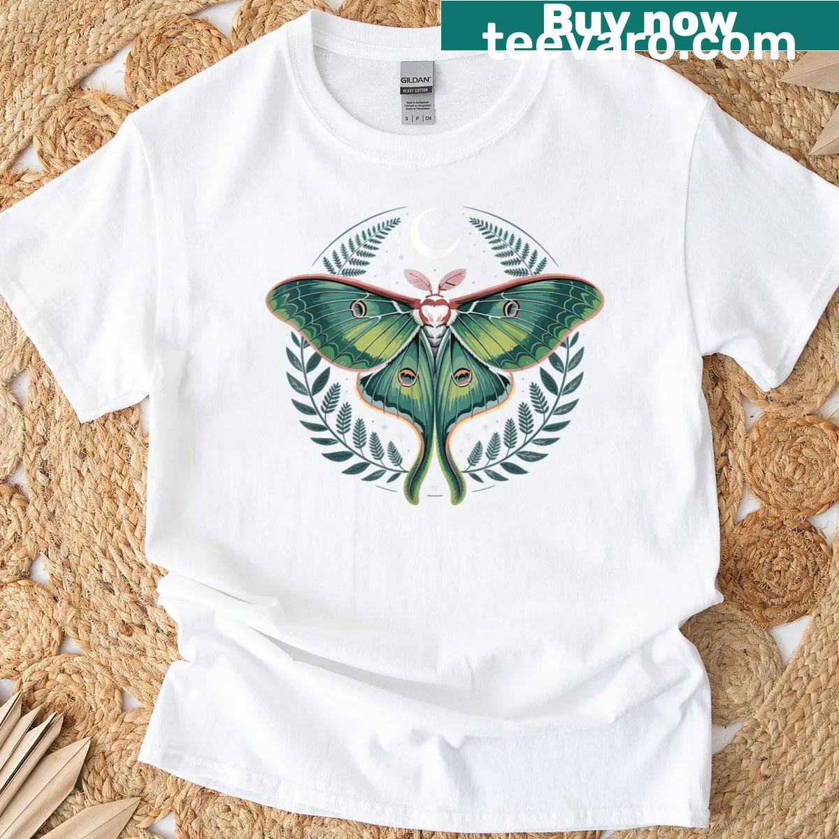 Aesthetic shirt featuring a Luna Moth design, perfect for insect lovers — on a men's t-shirt