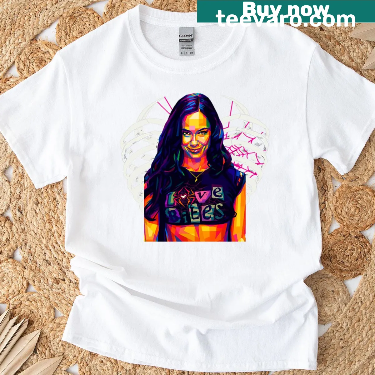 Pop art style T-shirt featuring Aj Lee in WPAP design — on a men's t-shirt