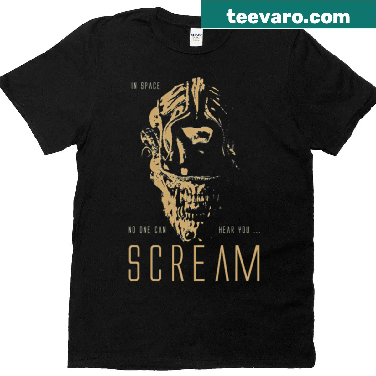 Illustrative Alien design from the 1979 film on a T-shirt — on a men's t-shirt