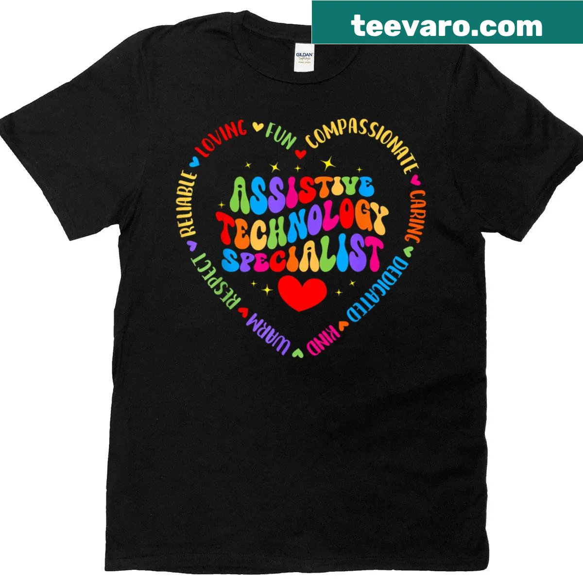 T-shirt honoring Assistive Technology Specialists with appreciation message — on a men's t-shirt