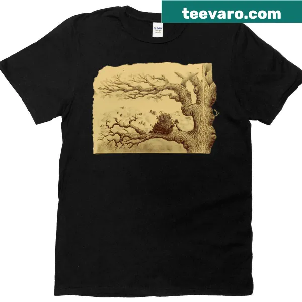 Illustrative Autumn View t-shirt showcasing a scenic fall landscape