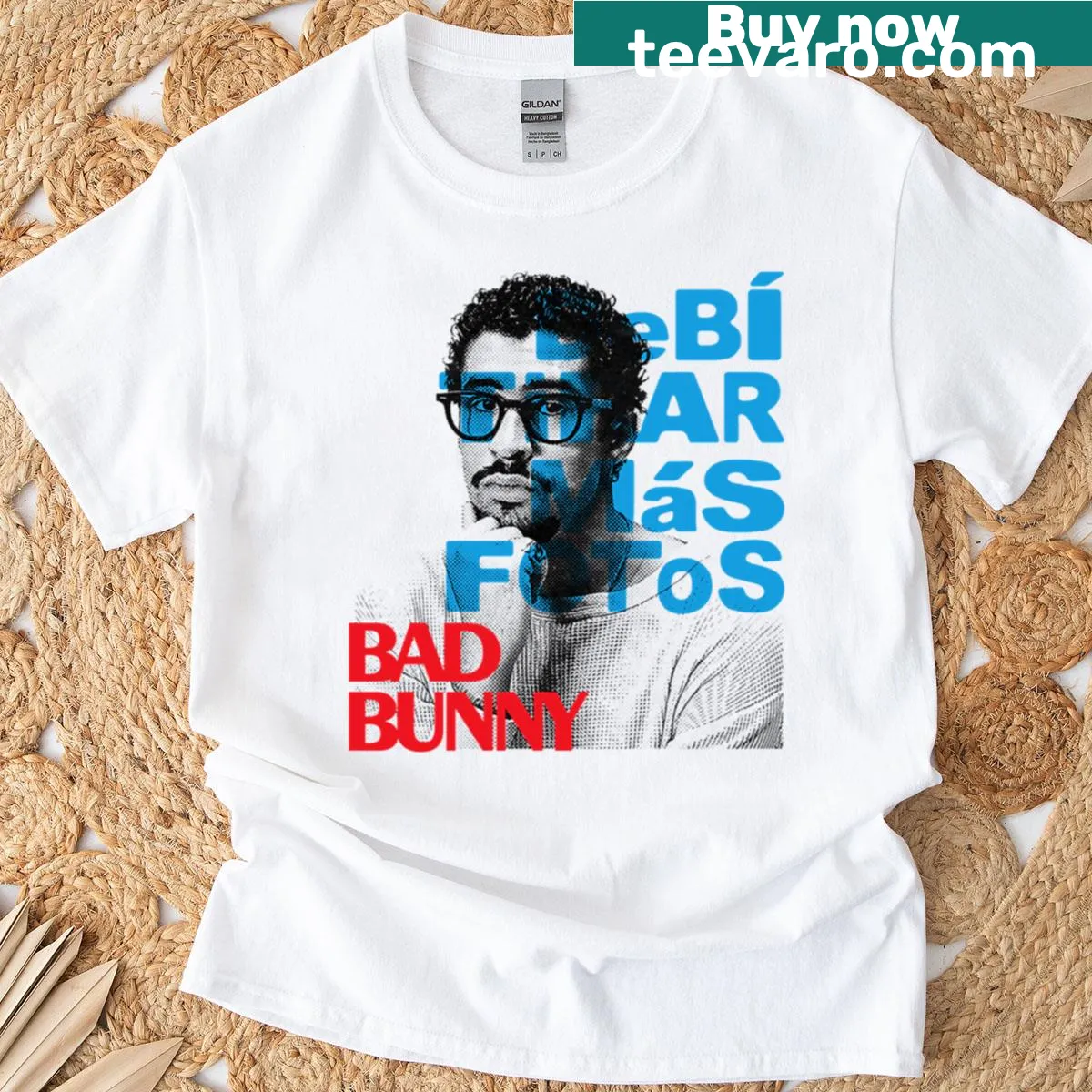 Bad Bunny graphic T-shirt with vintage style — on a men's t-shirt