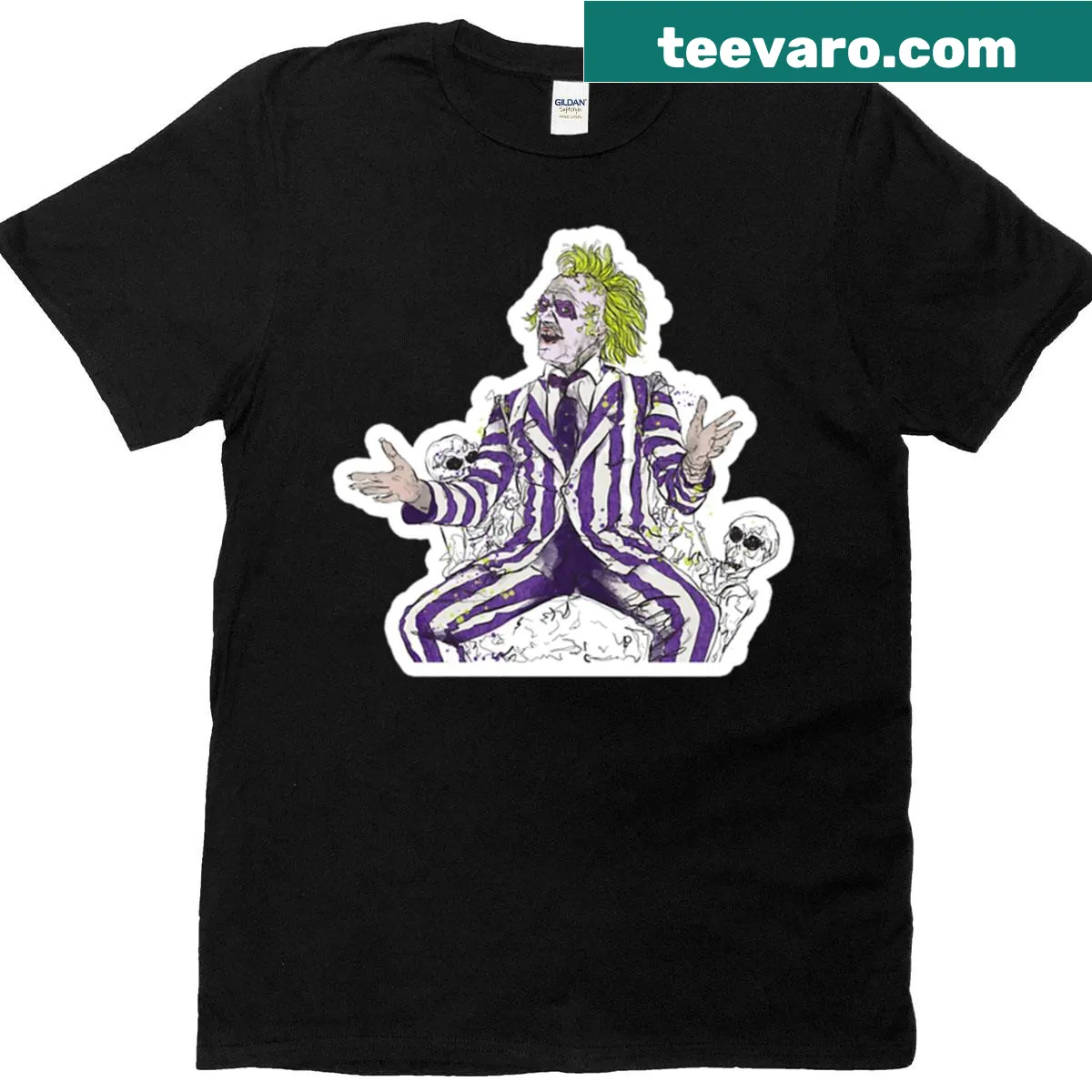Vintage-style Beetlejuice T-shirt with distressed graphic — on a men's t-shirt