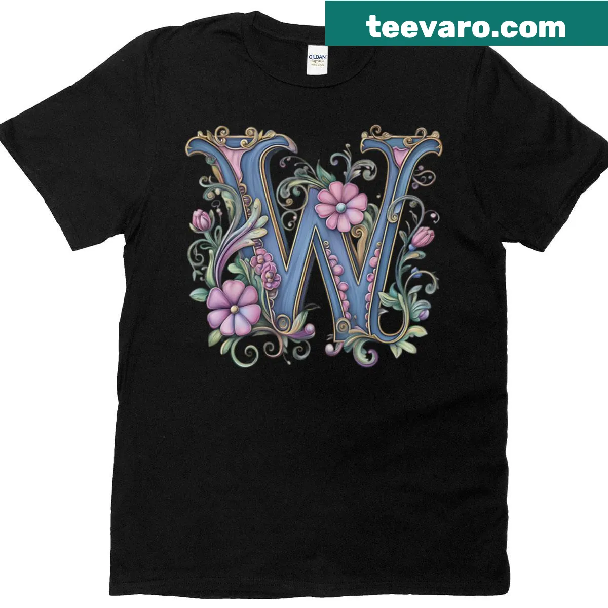 Minimalist T-shirt featuring a stylized Belle Epoque monogram W — on a men's t-shirt