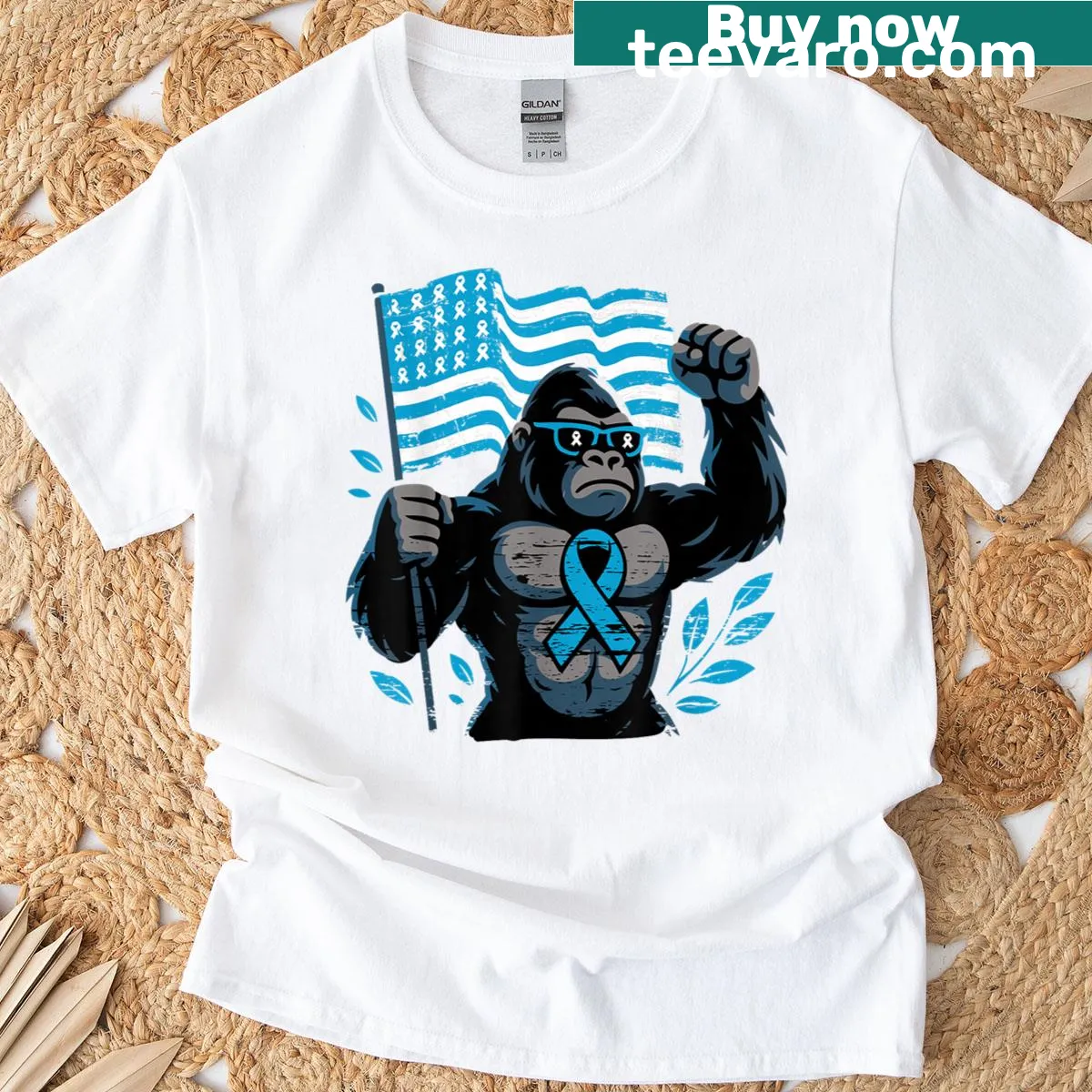 Empowering shirt with Bigfoot survivor theme for prostate cancer awareness — on a men's t-shirt