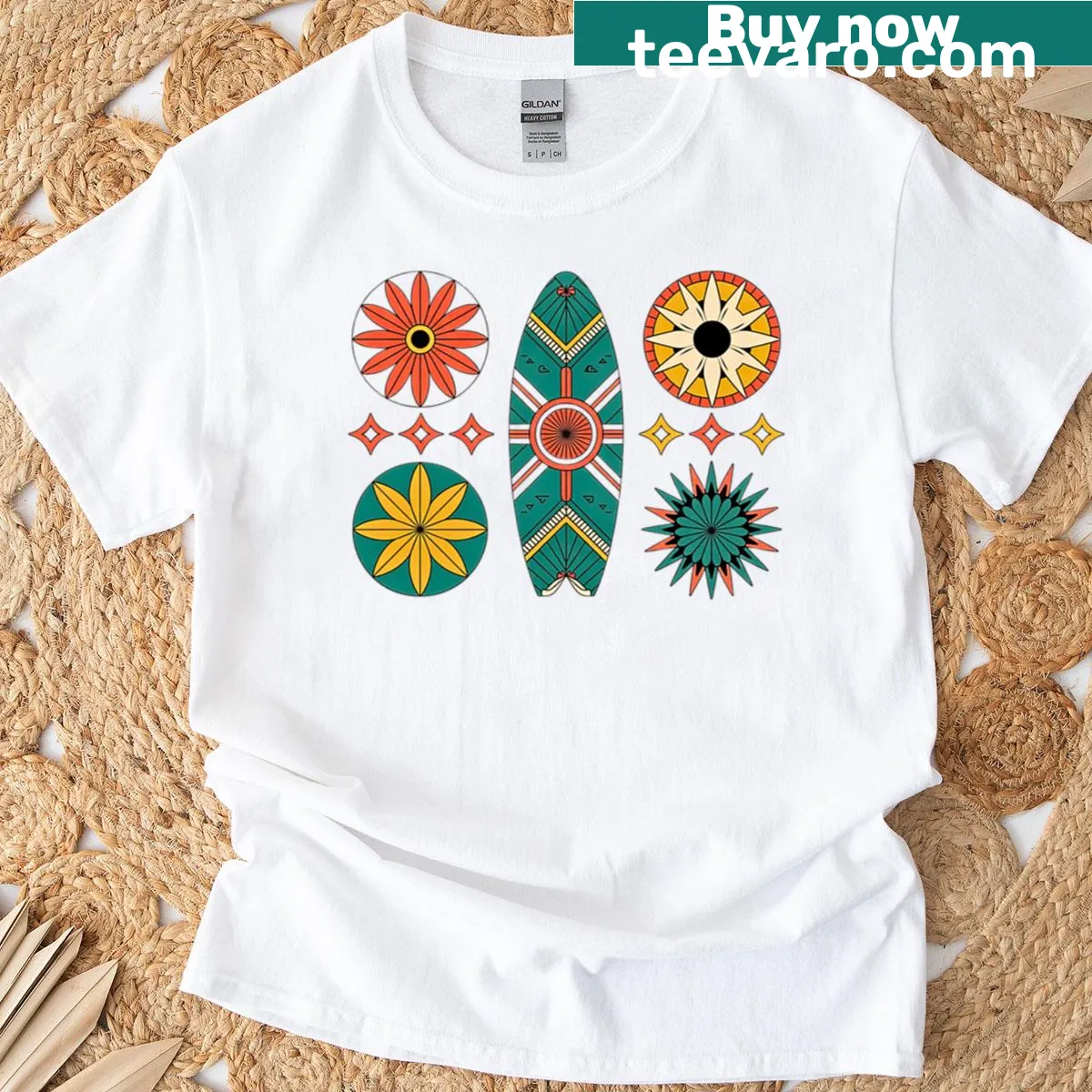Floral mandala design T-shirt celebrating nature's beauty — on a men's t-shirt