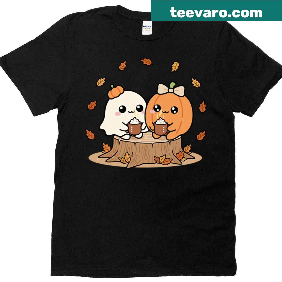 Cozy autumn t-shirt featuring hot chocolate illustration — on a men's t-shirt