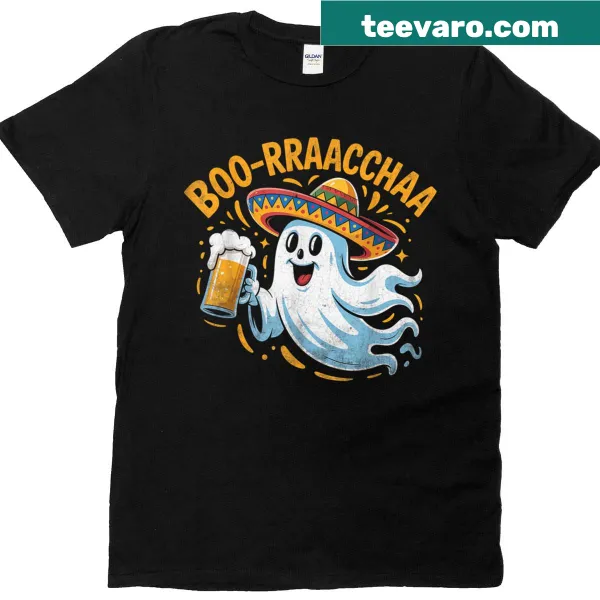 Ghost in sombrero drinking with a fun caption