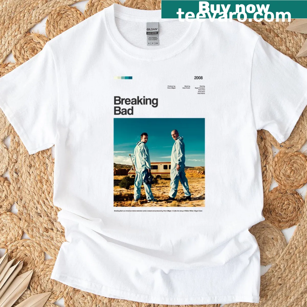 Breaking Bad Series Poster T-shirt featuring iconic elements and characters — on a men's t-shirt