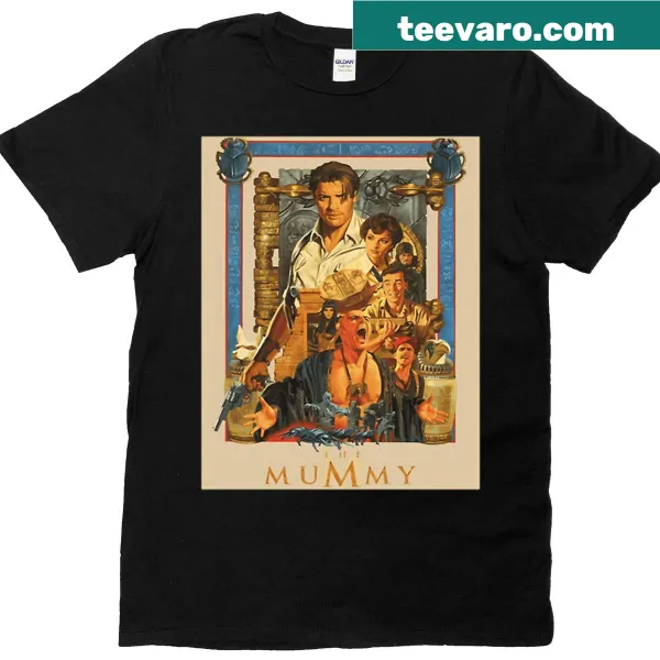 Illustration of Brendan Fraser from The Mummy on t-shirt