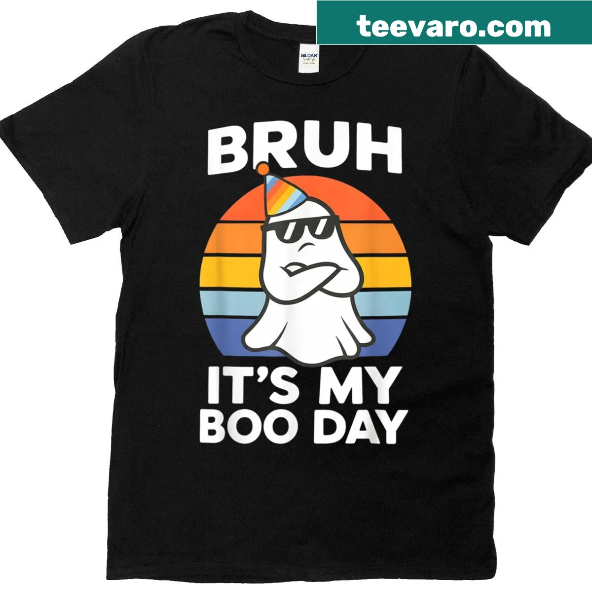 Funny ghost graphic for Halloween birthday t-shirt — on a men's t-shirt