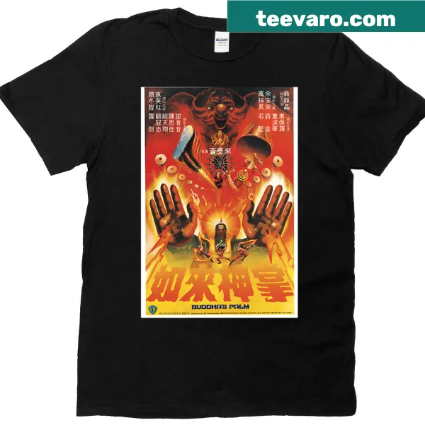 Buddhas Palm movie poster design on a T-shirt