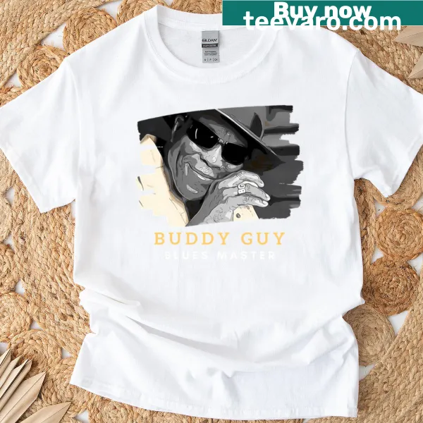Buddy Guy vintage-style T-shirt with a graphic tribute to the blues musician