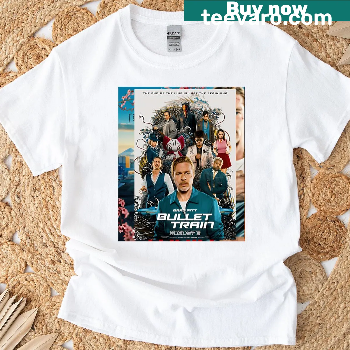 Bullet Train Movie 2026 Remix Poster T-shirt with action-themed graphic — on a men's t-shirt