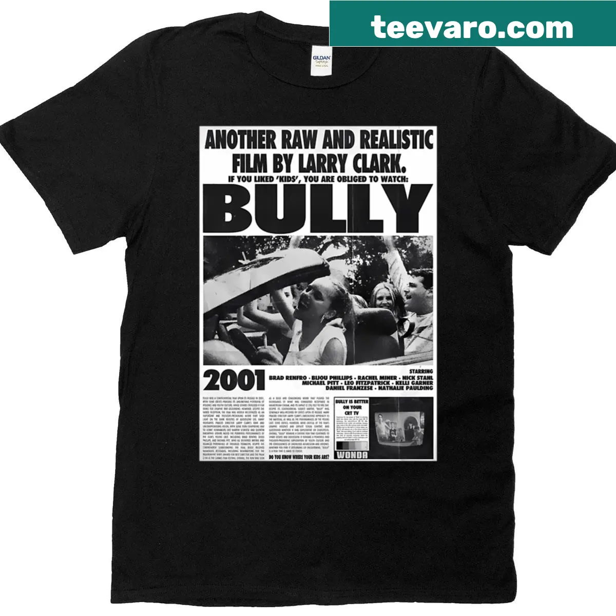 Vintage-style T-shirt featuring Bully movie poster design — on a men's t-shirt