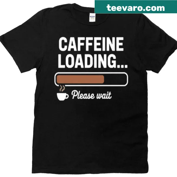 Playful caffeine loading graphic with computer theme