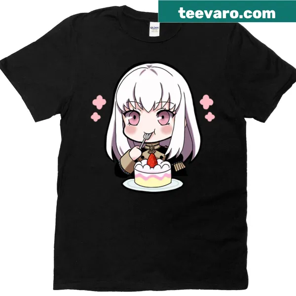 T-shirt featuring a playful cake lover graphic in typography style