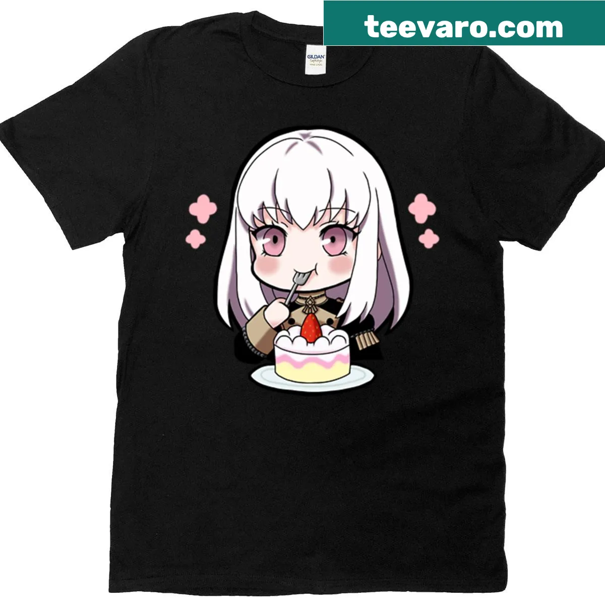 T-shirt featuring a playful cake lover graphic in typography style — on a men's t-shirt