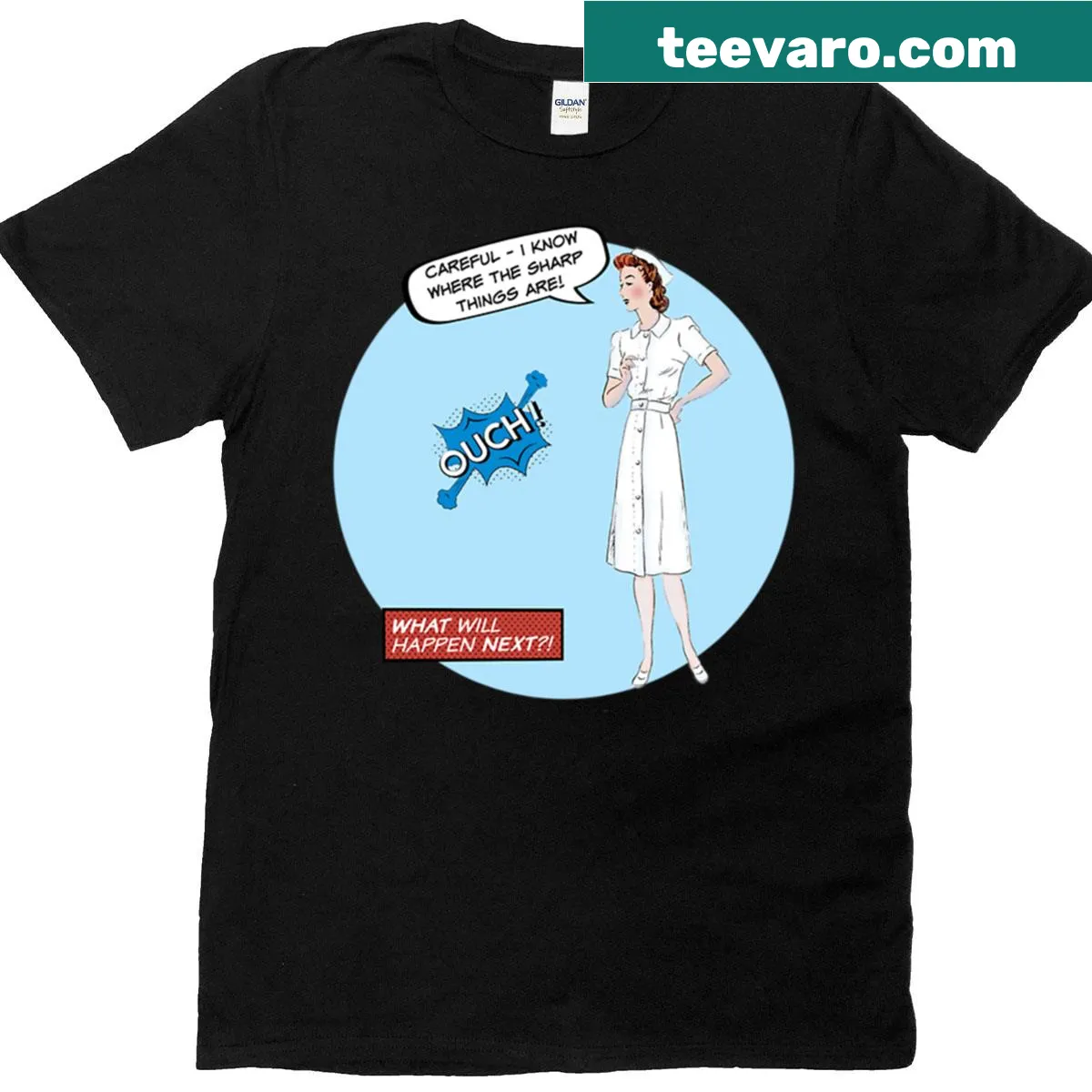 Humorous nurse graphic on a T-shirt — on a men's t-shirt