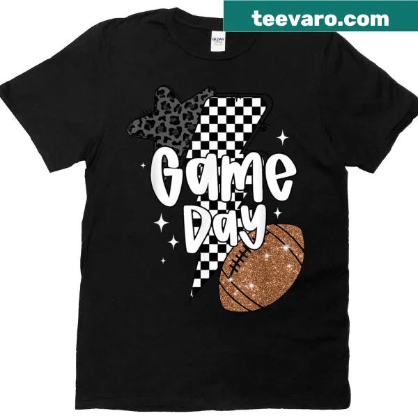 Football themed T-shirt with checkered design and 'Touchdown Season' text