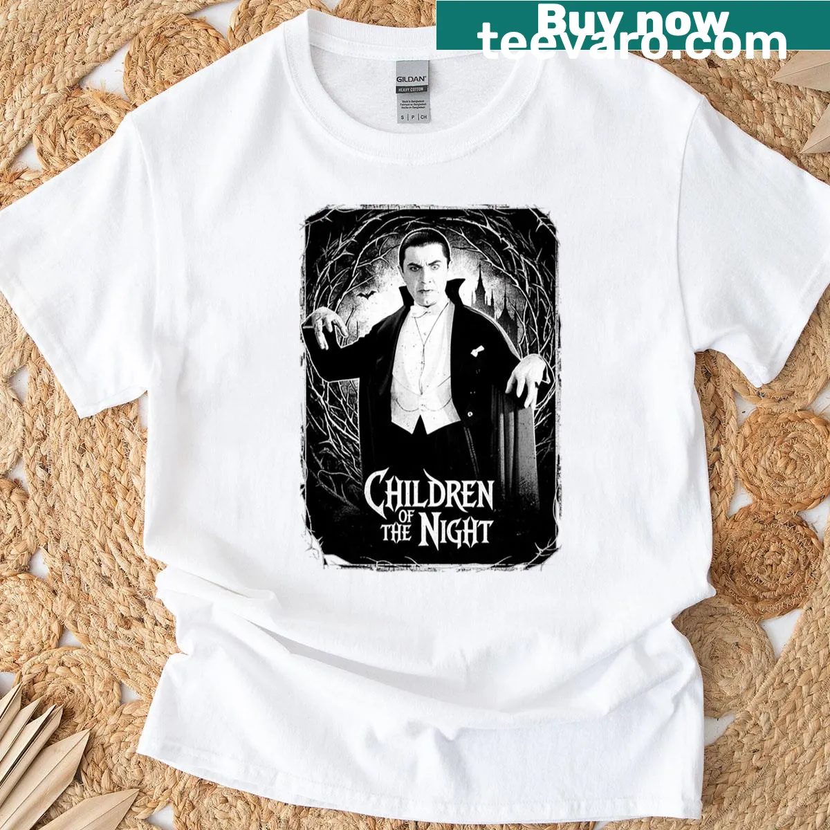 Oversized t-shirt with a gothic design featuring night elements — on a men's t-shirt