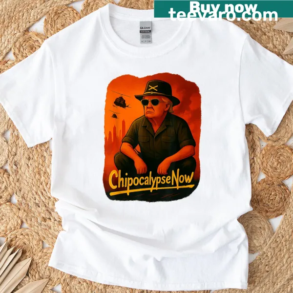 Funny t-shirt with 'Chipocalypse Revolution' meme graphic