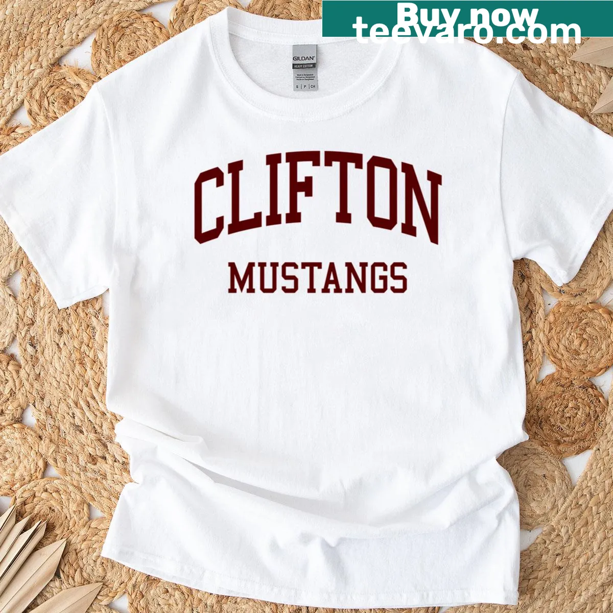 Retro t-shirt featuring Clifton High School name — on a men's t-shirt