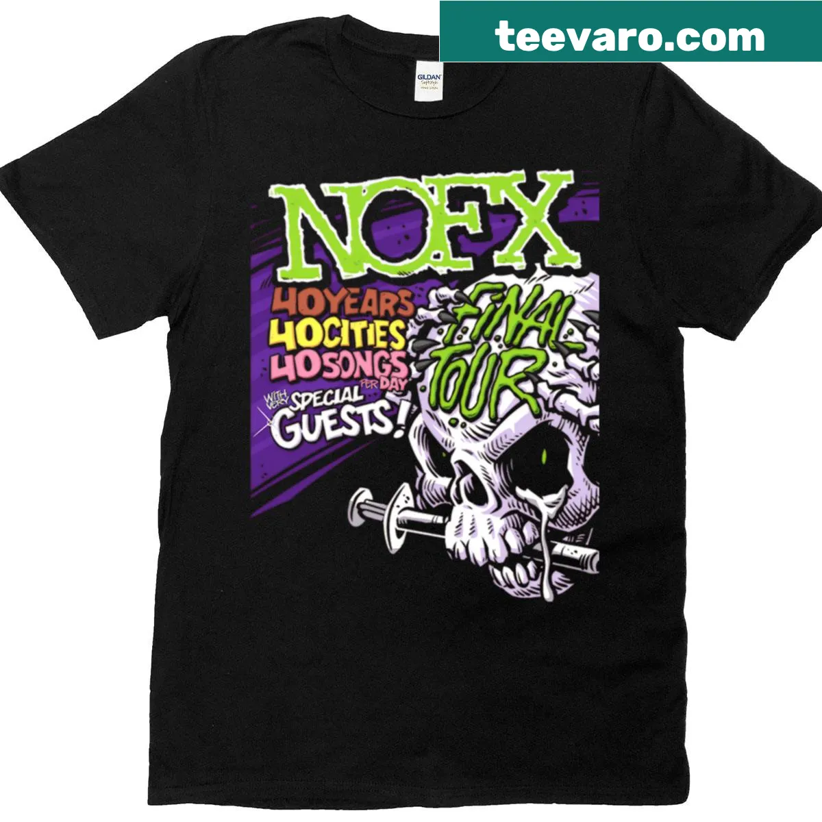 Vintage rock band logo T-shirt reflecting punk concert culture — on a men's t-shirt