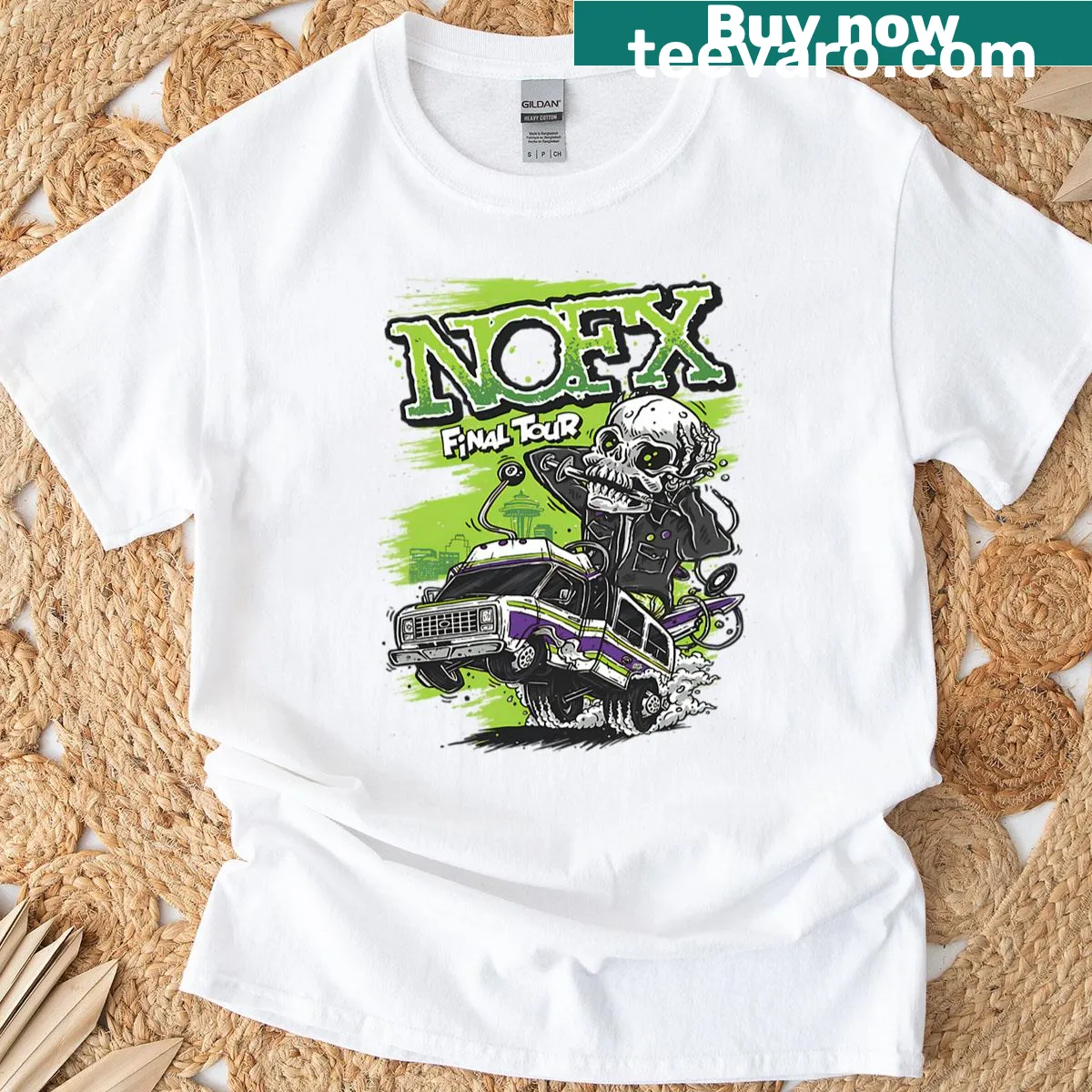 Vintage logo t-shirt featuring classic punk band imagery — on a men's t-shirt